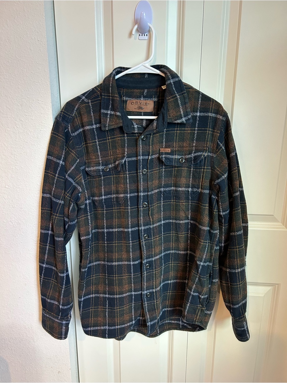 Orvis Olive and Navy Plaid Button-Front Shirt